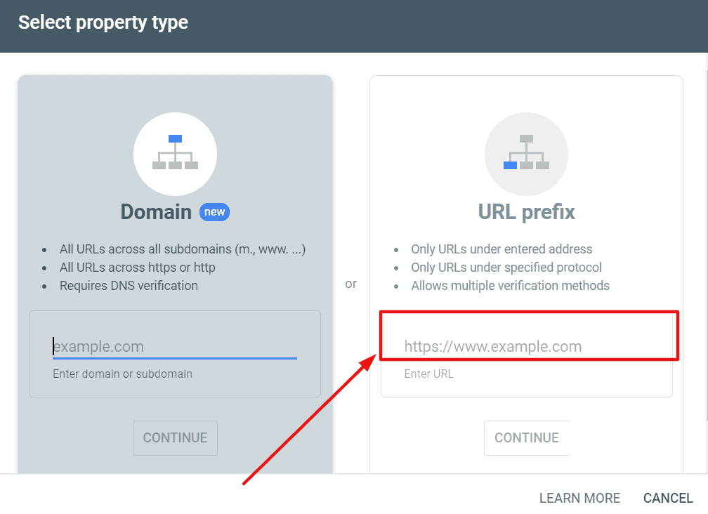 submit property in google search console