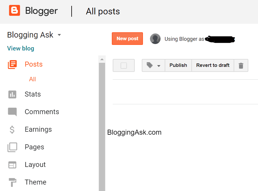 blogger dashboard