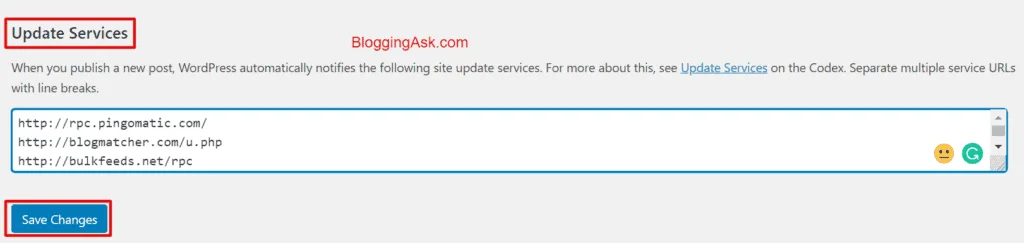 update ping service