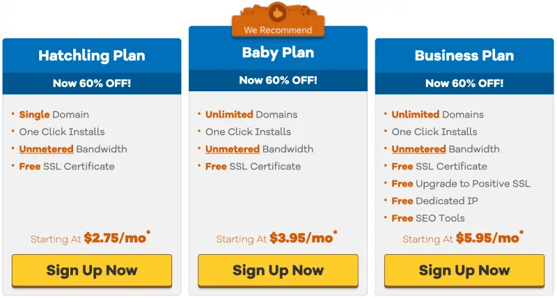 hostgator shared hosting plans