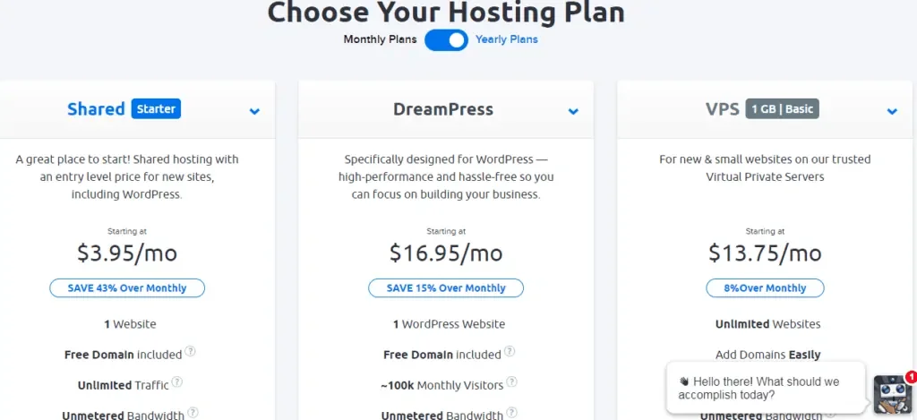 Choose a hosting plan