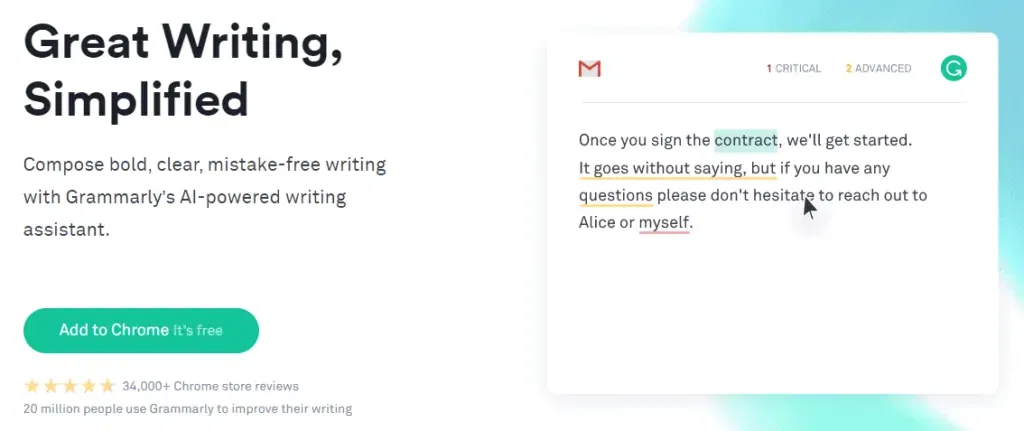 Grammarly home pge