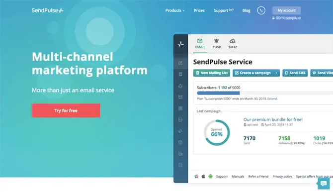 sendpulse free email