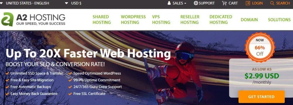 a2 hosting home page