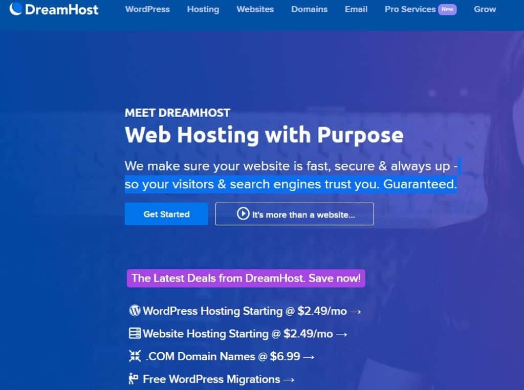 dreamhost home page