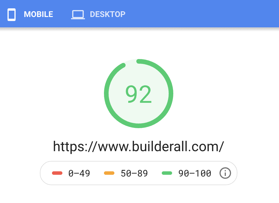 Builderall Speed on Mobile