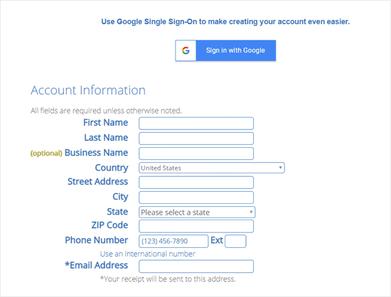 bluehost-coupon-enter-account-information