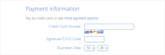 bluehost-payment-information
