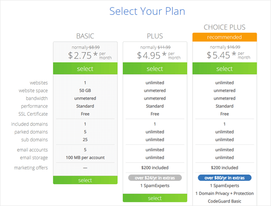 select-bluehost-plan