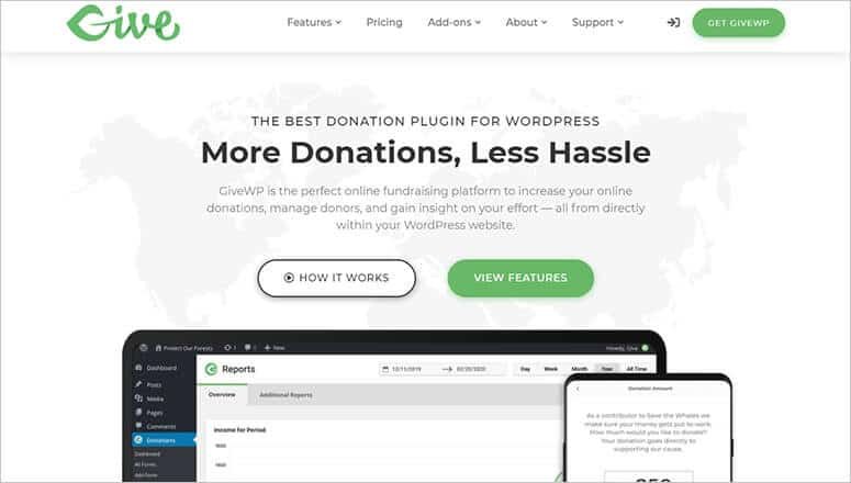 givewp home page