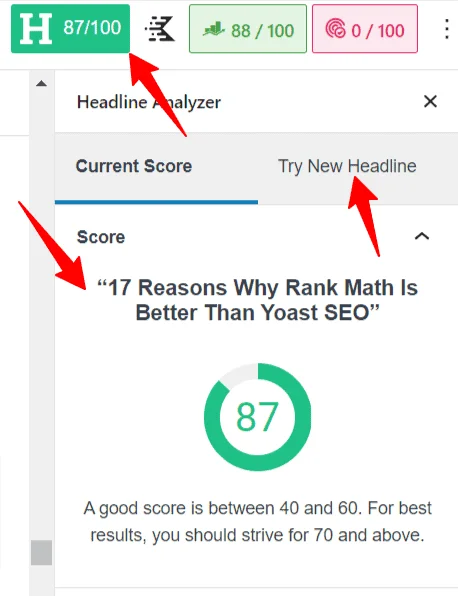 Rank math headline analyzer